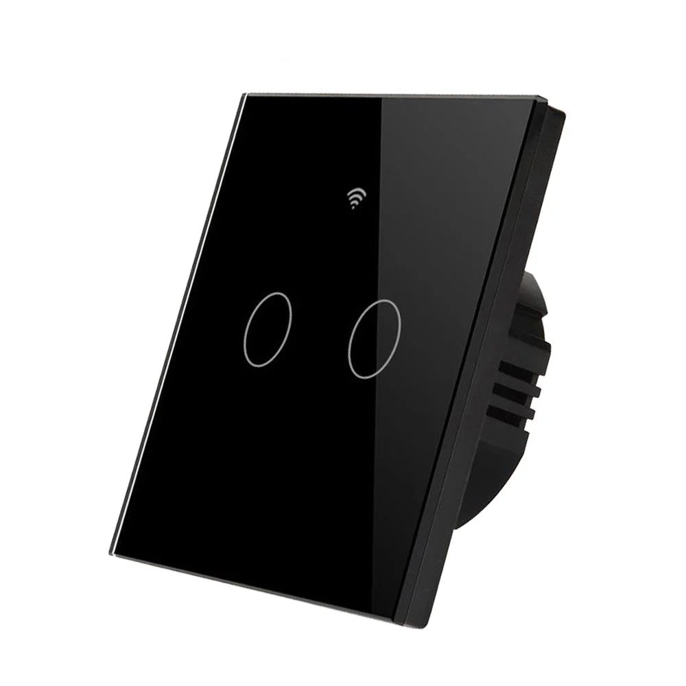 Ener-j SHA5337 Wifi Smart 2 Gang Touch Switch, No Neutral Needed, Black Body