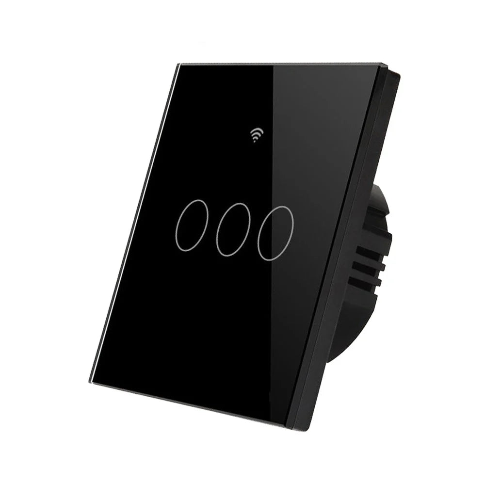 Ener-j SHA5338 Wifi Smart 3 Gang Touch Switch, No Neutral Needed, Black Body