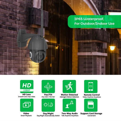 Ener-j SHA5341 Smart Wi-Fi PTZ Dome Outdoor IP Camera Black Housing, IP65