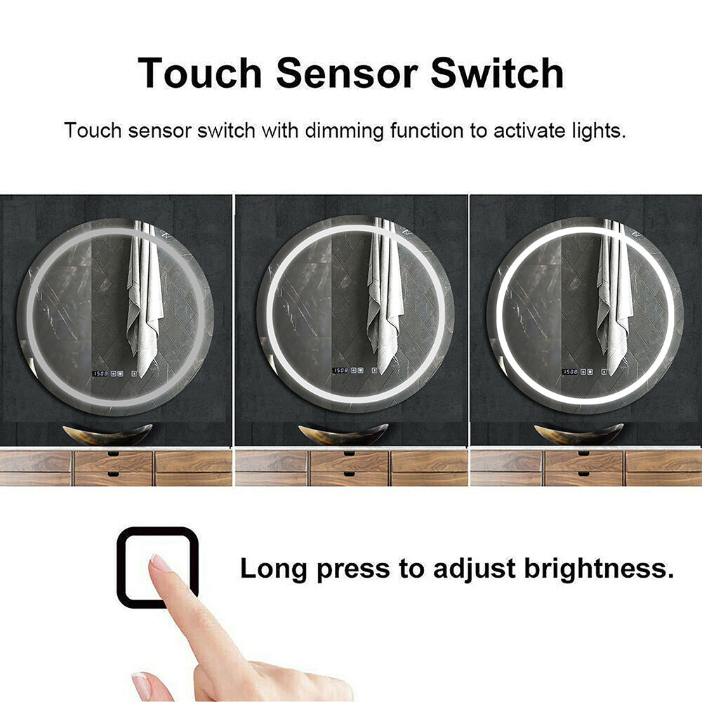 Ener-j SHA5342 LED Mirror with Bluetooth Speaker, Round, CCT Changing & Touch Sensor Size: 70cms