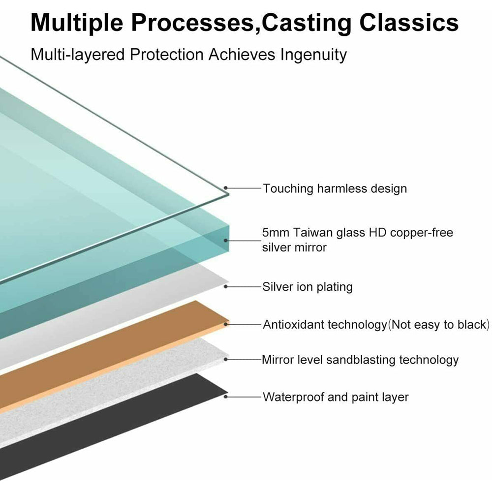 Ener-j SHA5342 LED Mirror with Bluetooth Speaker, Round, CCT Changing & Touch Sensor Size: 70cms