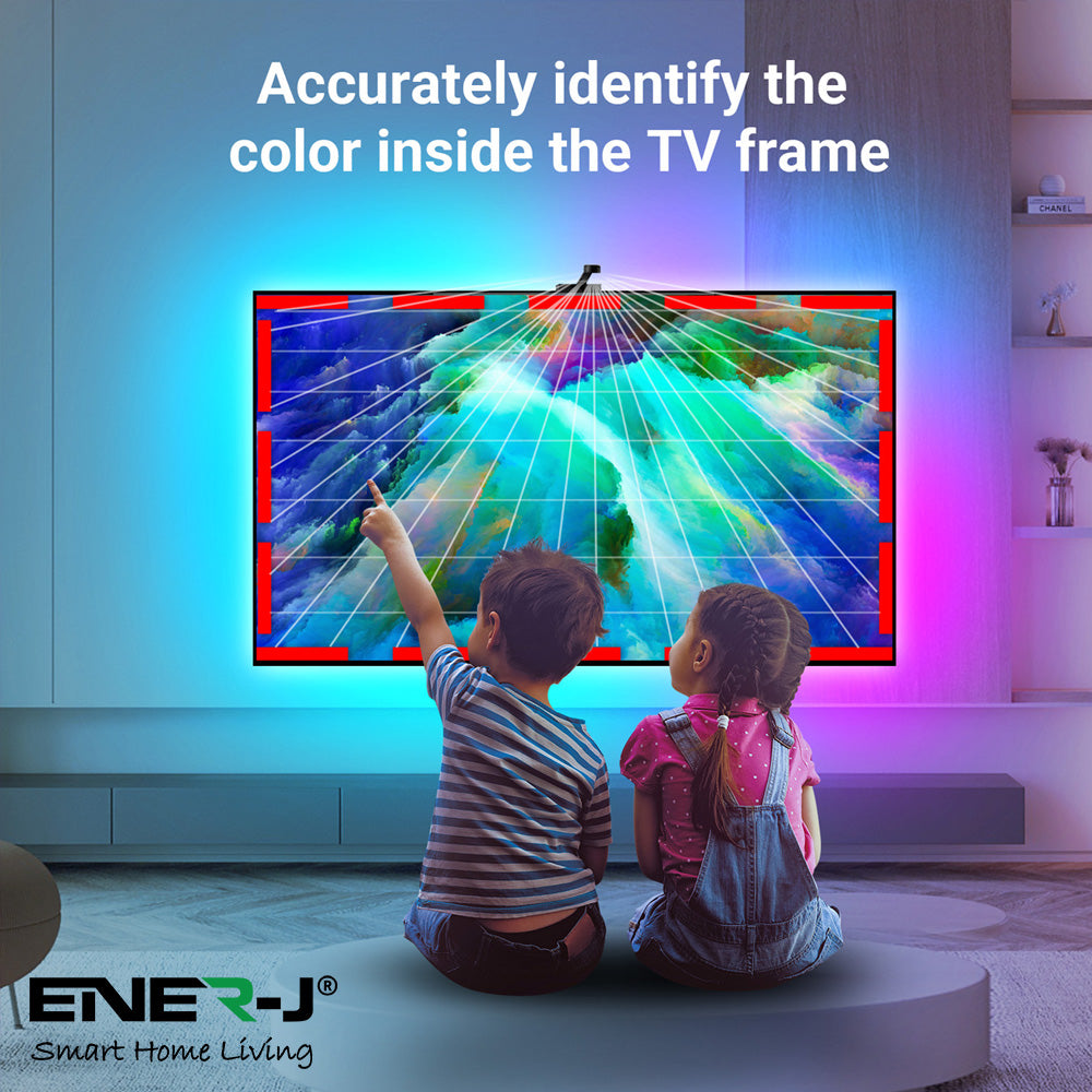 Ener-j SHA5343 Smart Gaming PC/TV RGBIC Strip Kit with 3.8M RGBIC LED Strips, Camera, Controller & UK Adapter