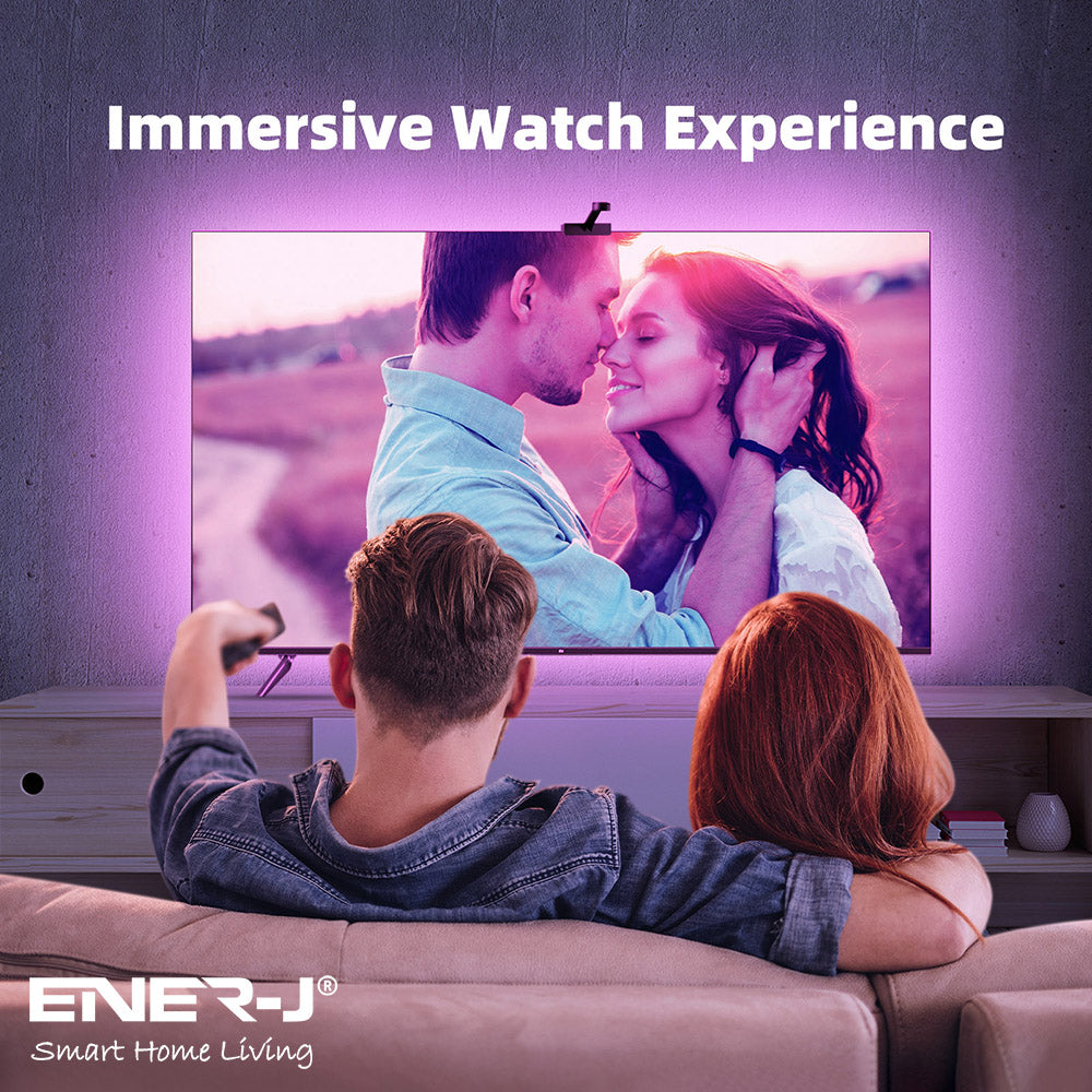 Ener-j SHA5343 Smart Gaming PC/TV RGBIC Strip Kit with 3.8M RGBIC LED Strips, Camera, Controller & UK Adapter