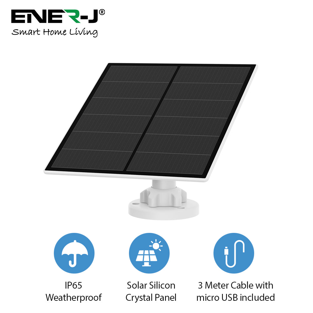 Ener-j SHA5345 5W Crystal cell Solar Panel with 3M charging cable, IP66 (Compatible with SHA5344 Battery Camera Floodlights)