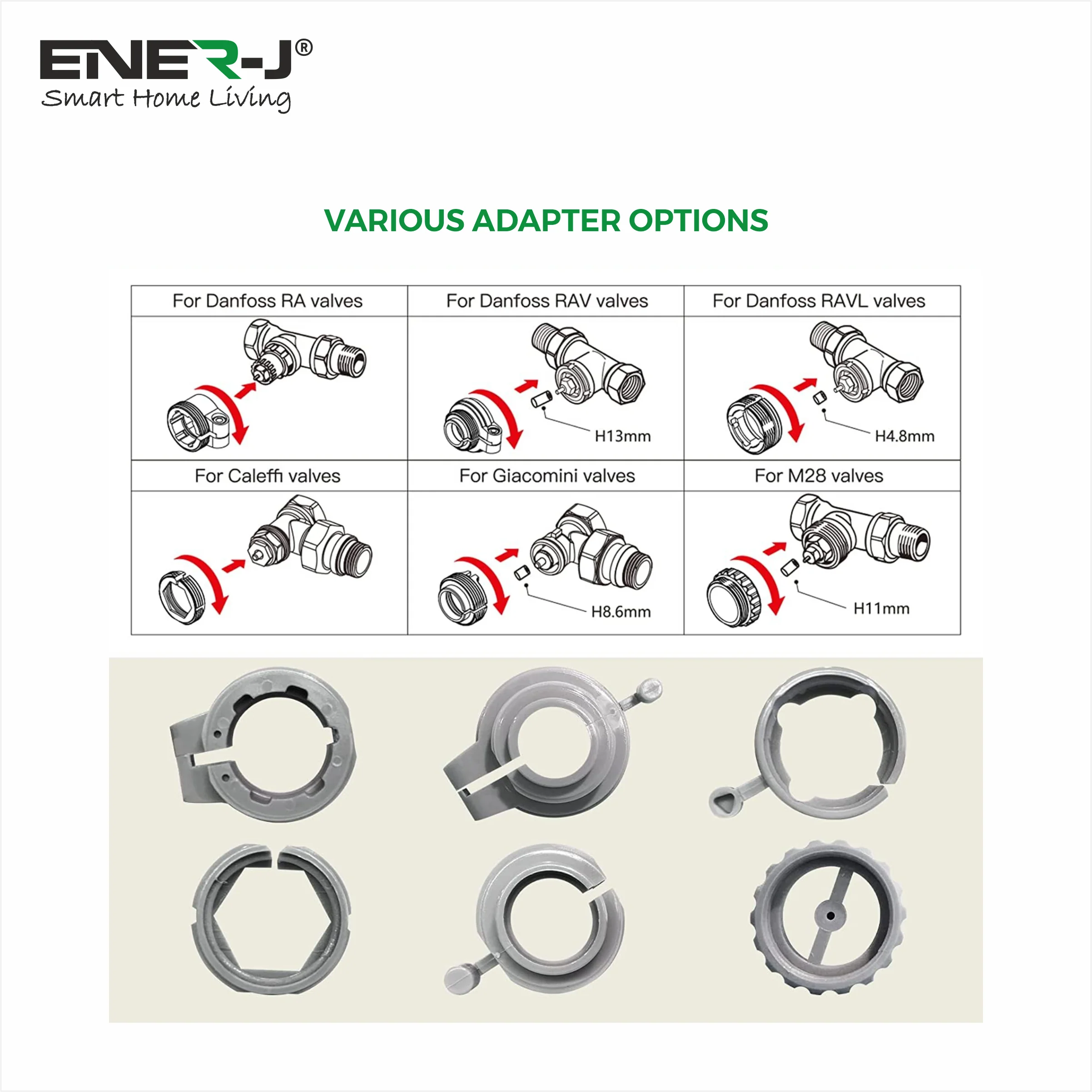 Ener-j SHA5348-2 Smart Thermostatic Radiator Valve, No Hub Needed, APP & Voice Control Pack of 2