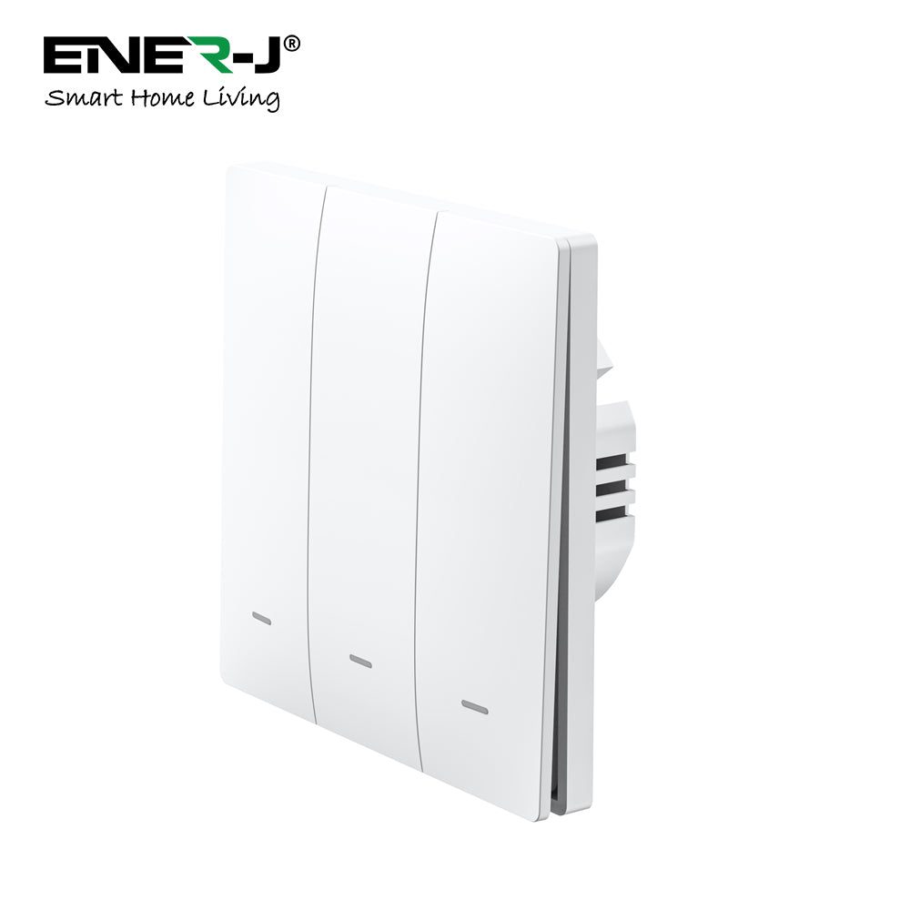 Ener-j SHA5353 3 Gang Smart Push Button Mechanical Light Switch, No Neutral Needed, APP & Voice Control