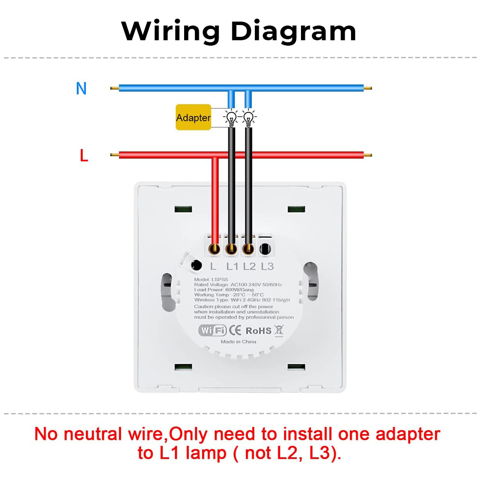 Ener-j SHA5353 3 Gang Smart Push Button Mechanical Light Switch, No Neutral Needed, APP & Voice Control