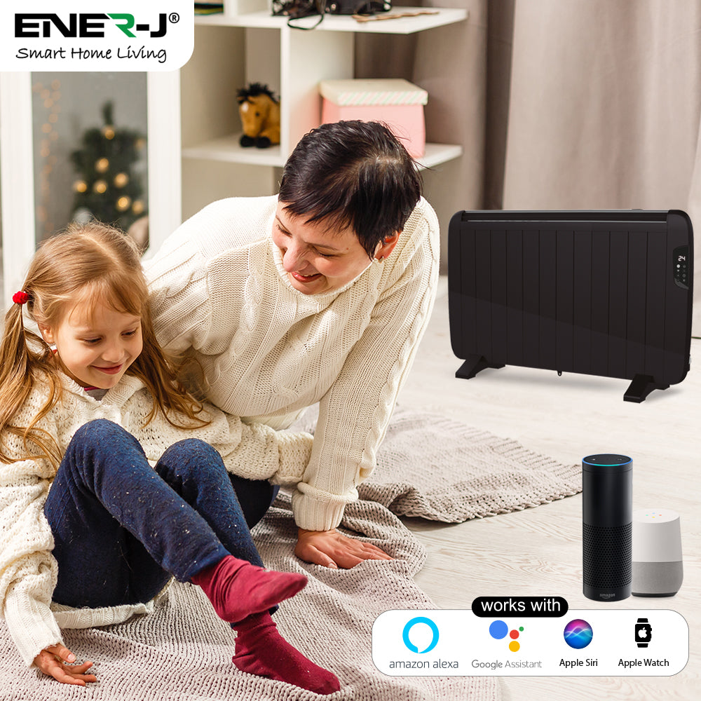 Ener-j SHA5355B Smart WiFi Radiator Heater 2000W, Black Body (1000x585x55mm)