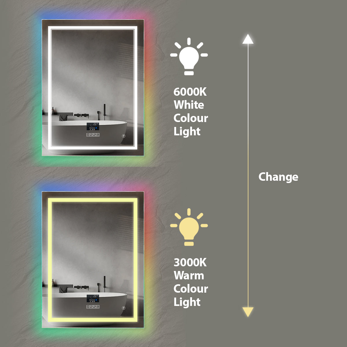 Ener-j SHA5365 LED Mirror CCT & Dimming in front & RGB in borders with Bluetooth Speaker