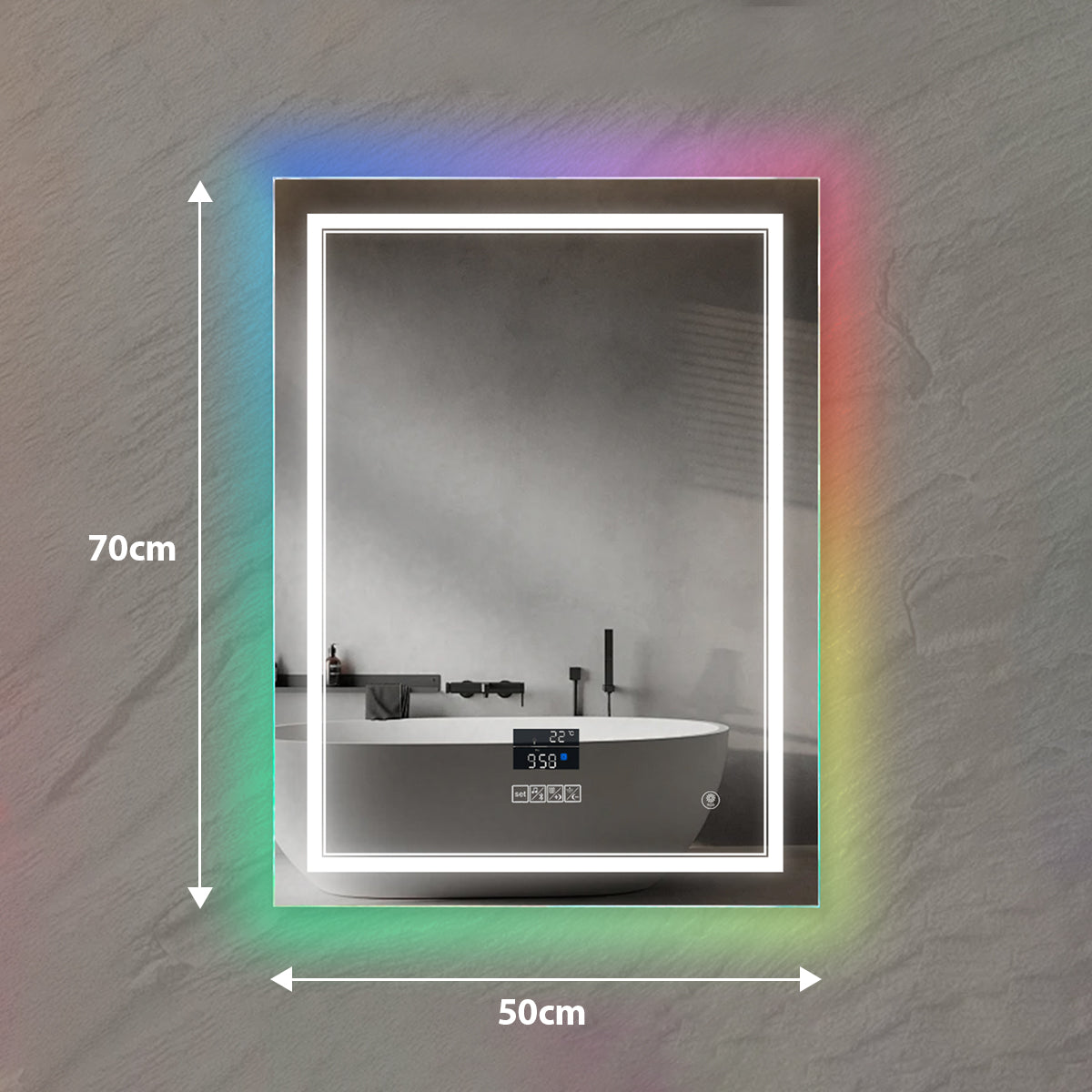 Ener-j SHA5365 LED Mirror CCT & Dimming in front & RGB in borders with Bluetooth Speaker