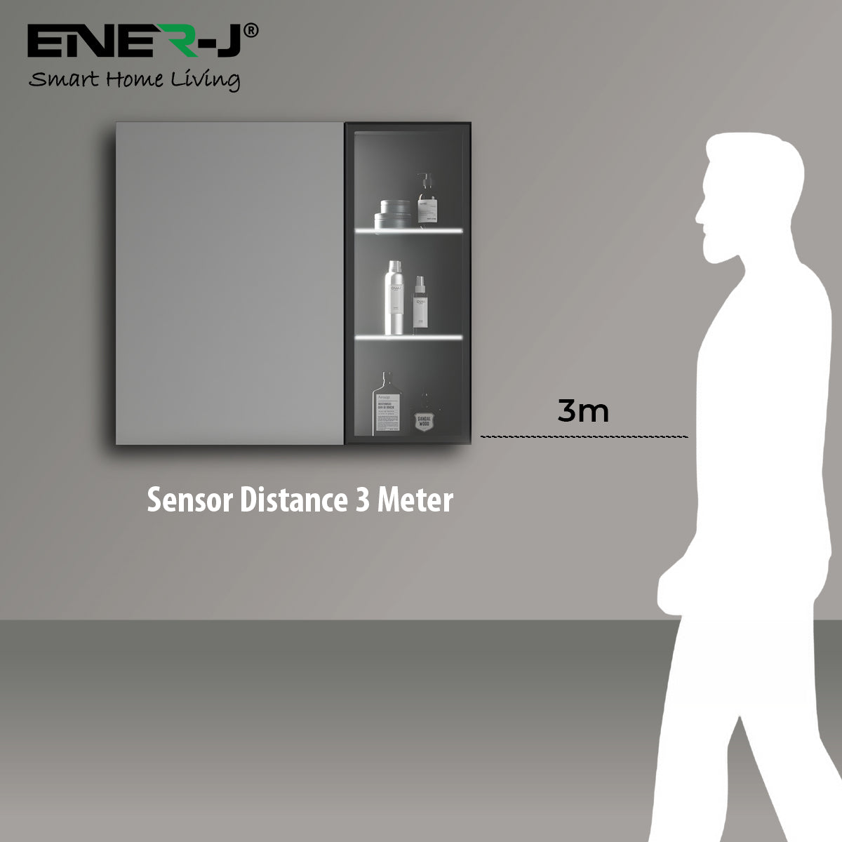 Ener-j SHA5402 Rectangular LED Mirror Cabinet, 750x680mm