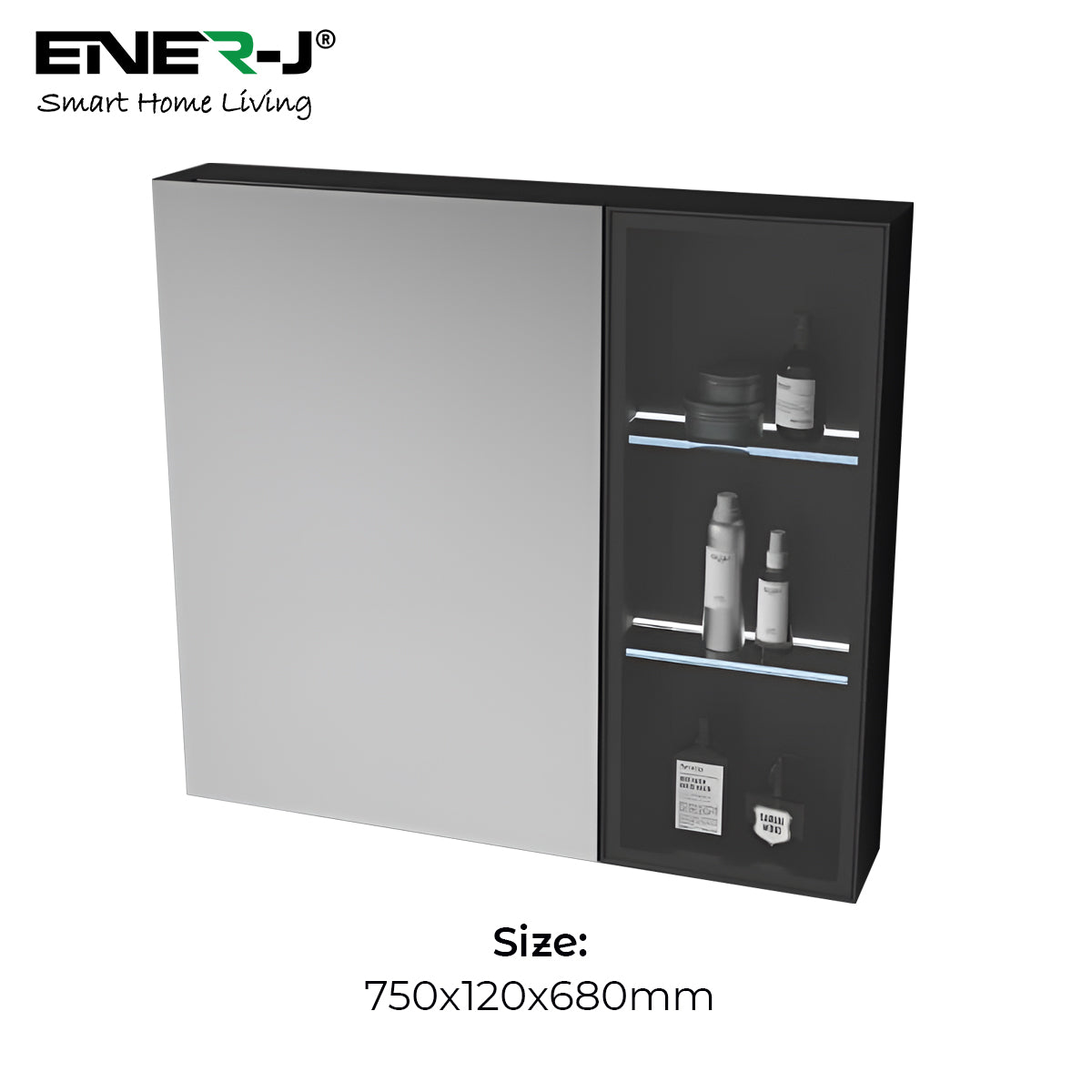 Ener-j SHA5402 Rectangular LED Mirror Cabinet, 750x680mm