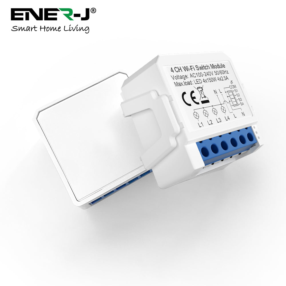 Ener-j SHA8007 Smart WiFi+BLE 4CH Light Switch Module (Max 4 x 150W). On/Off Switch