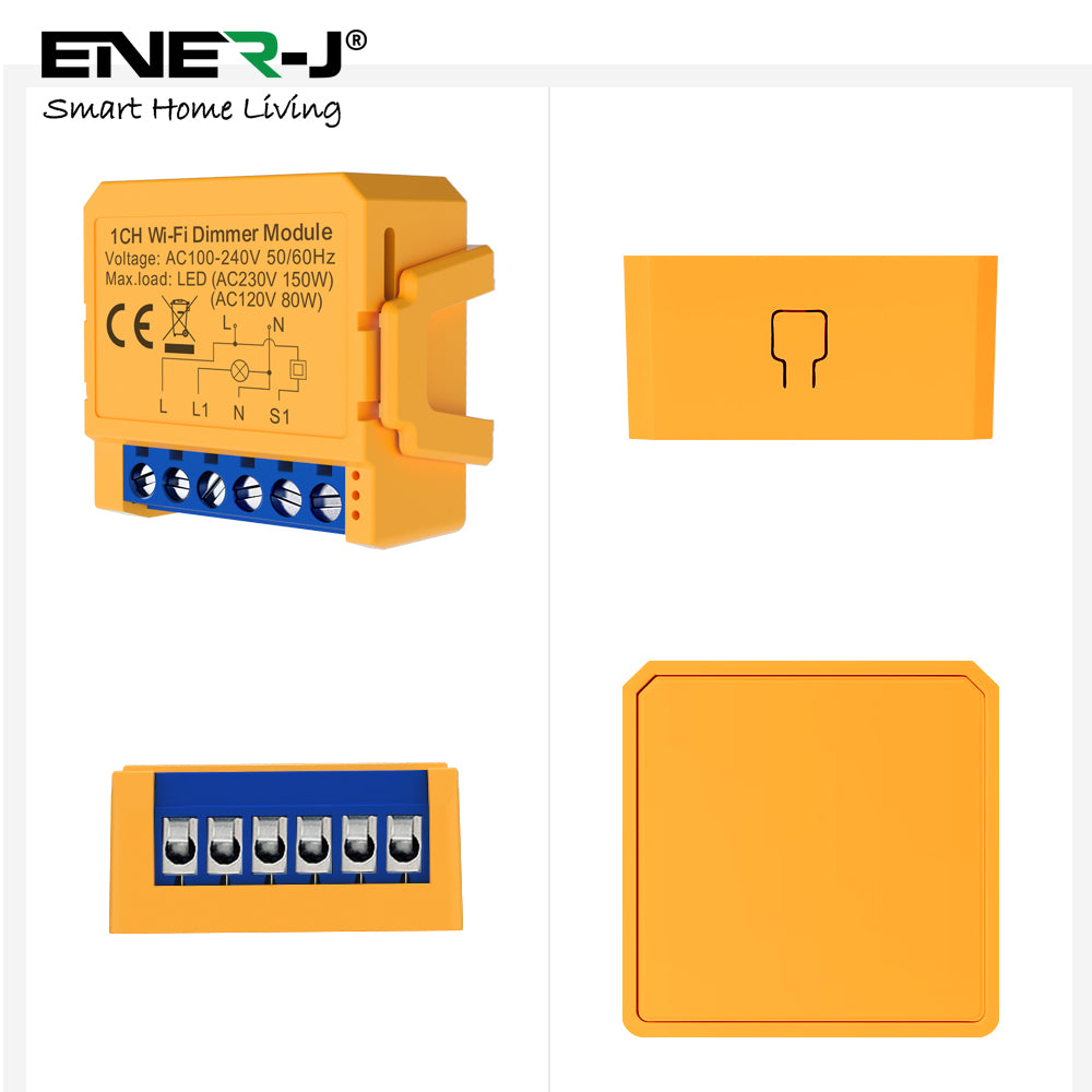Ener-j SHA8008 Smart WiFi+BLE 1CH Light Switch Module (Max 1 x 150W). Dimmable