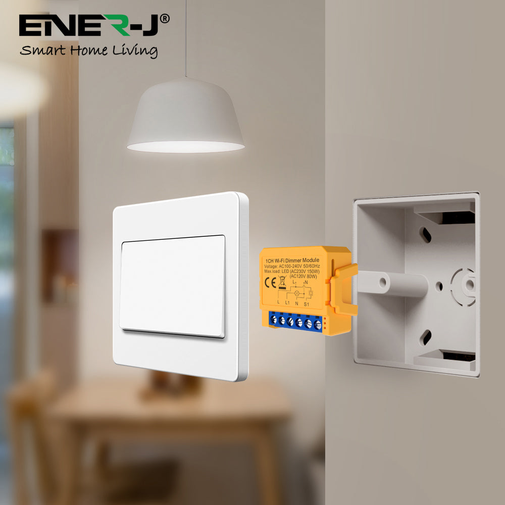 Ener-j SHA8008 Smart WiFi+BLE 1CH Light Switch Module (Max 1 x 150W). Dimmable