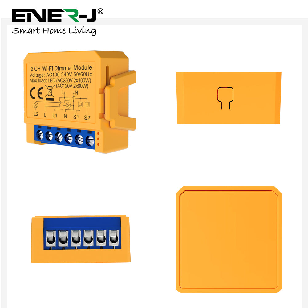 Ener-j SHA8009 Smart WiFi+BLE 2CH Light Switch Module (Max 2 x 150W). Dimmable