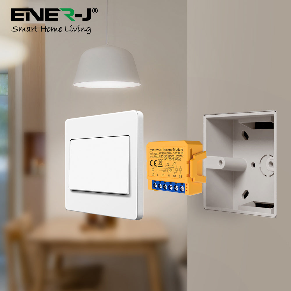 Ener-j SHA8009 Smart WiFi+BLE 2CH Light Switch Module (Max 2 x 150W). Dimmable