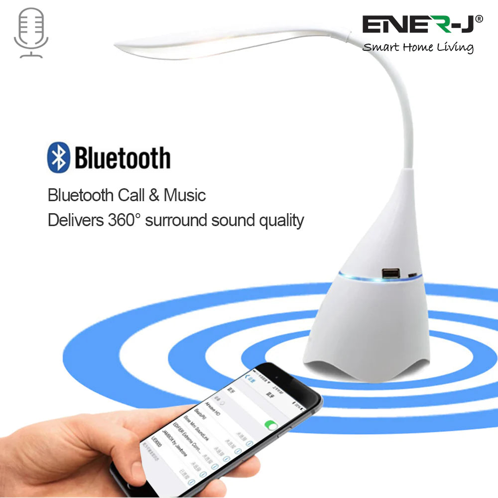 Ener-j T11A LED Table Lamp with Bluetooth Speaker - White
