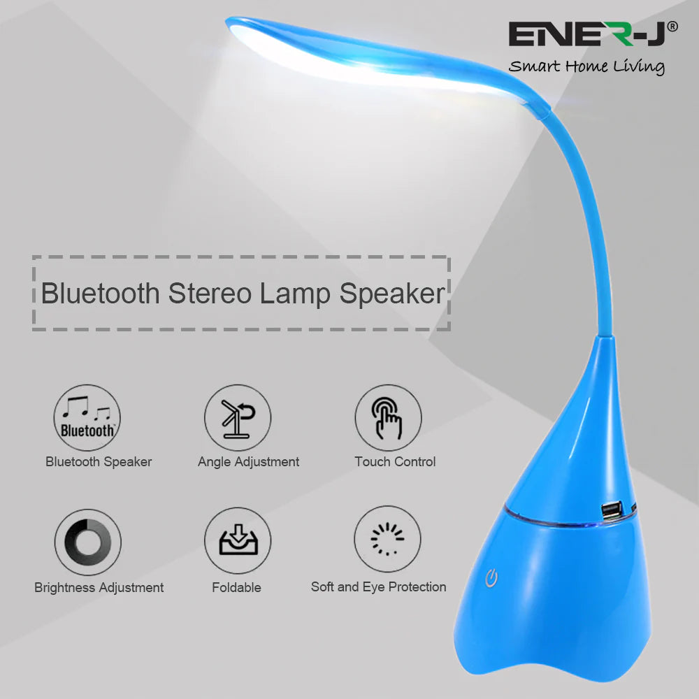 Ener-j T11C LED Table Lamp with Bluetooth Speaker - Blue