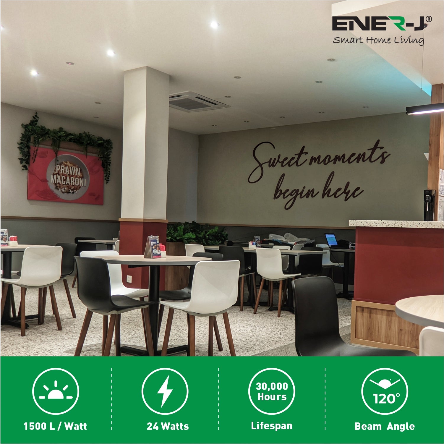 Ener-j T120 24W Recessed Round LED Mini Panel 280mm diameter (Hole Size 265mm), 4000K Pack of 2