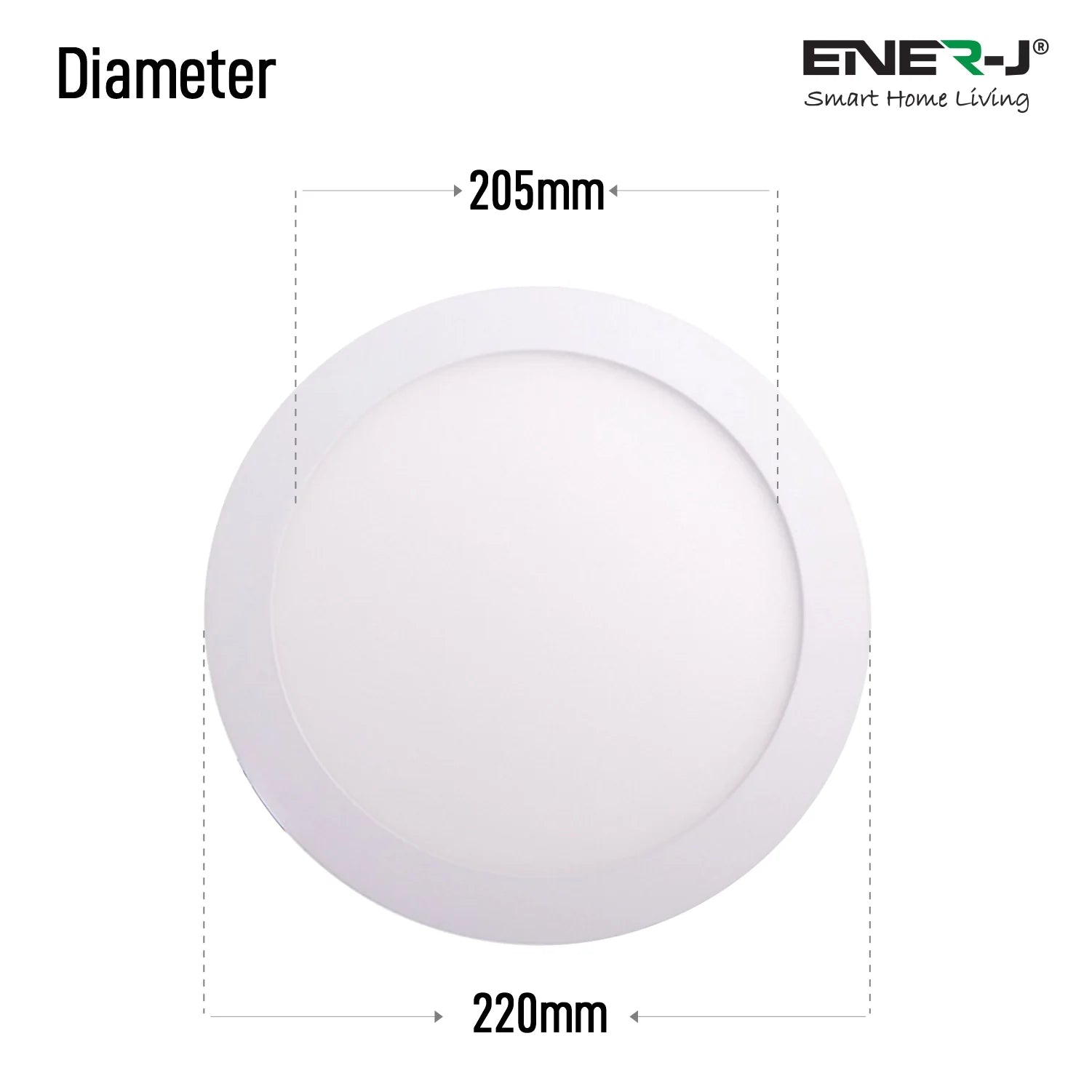 Ener-j T123 18W Recessed Round LED Mini Panel 220mm diameter (Hole Size 205mm), 4000K Pack of 2