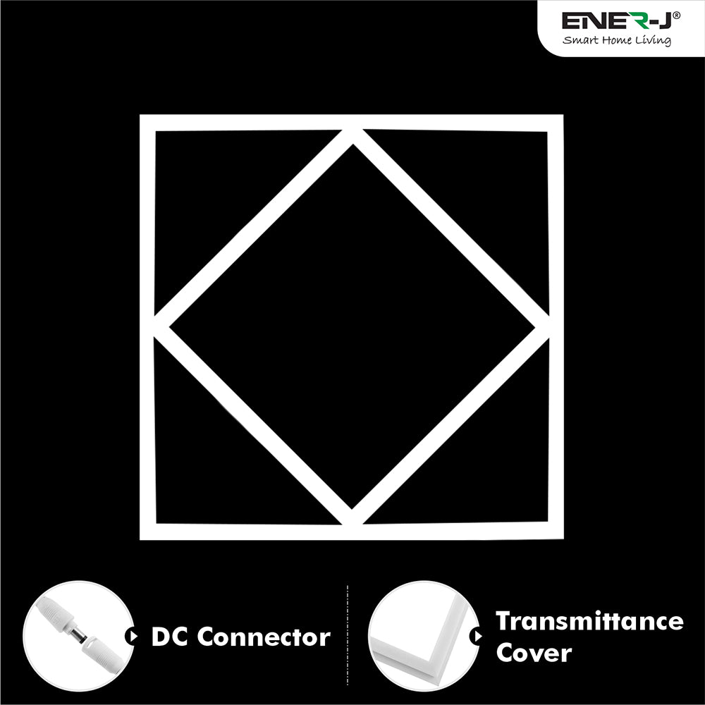 Ener-j T200BL Diamond Square Borderline LED Panel, 600x600mm 40W 4000 Lumens, 6000K on border and Blue Inside Pack of 2