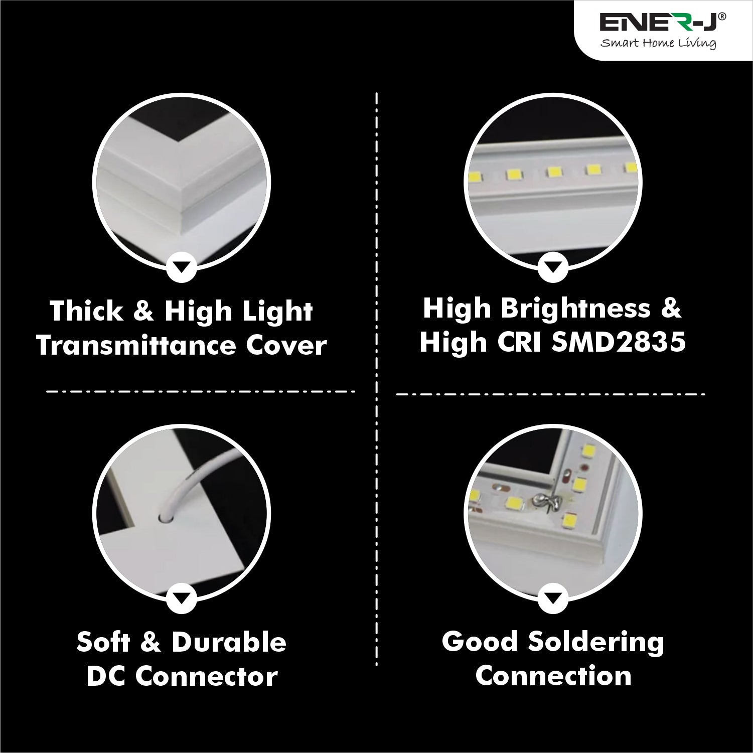 Ener-j T200NW Diamond Square Borderline LED Panel, 600x600mm 40W 4000 Lumens, 4000K Pack of 2