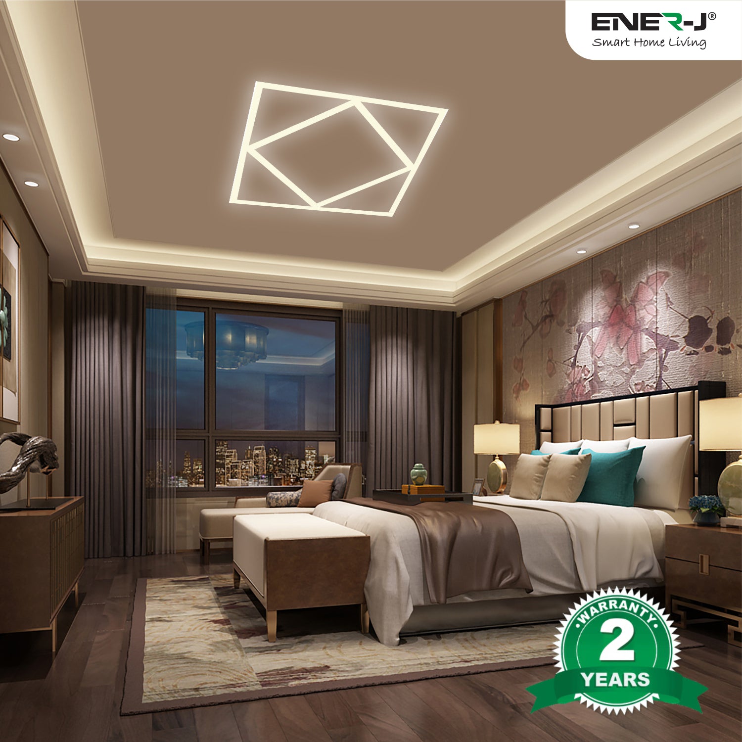 Ener-j T200NW Diamond Square Borderline LED Panel, 600x600mm 40W 4000 Lumens, 4000K Pack of 2