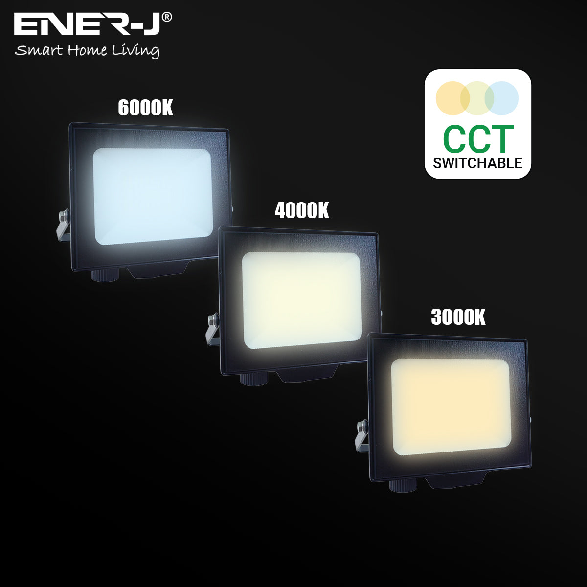 Ener-j T205X 30W LED Floodlights With CCT Switchable & PIR ready (not included), 2700 Lm, IP65