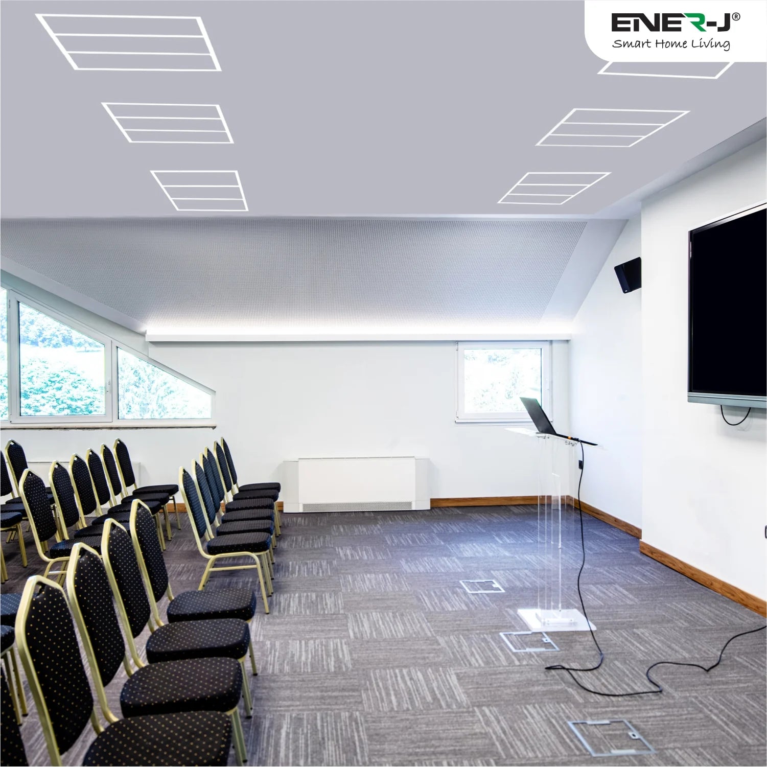 Ener-j T300 Edgelit Borderline LED Panel with Middle Bars 40W 4000 Lumens, 6000K Pack of 2