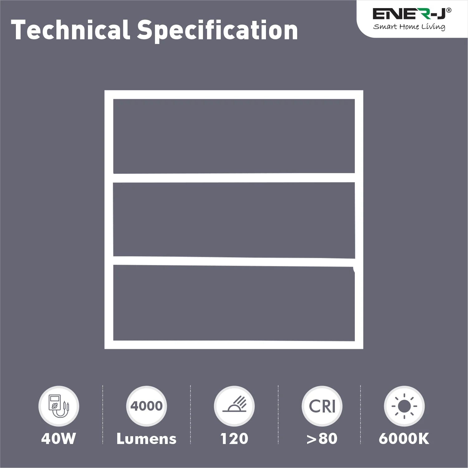 Ener-j T300 Edgelit Borderline LED Panel with Middle Bars 40W 4000 Lumens, 6000K Pack of 2