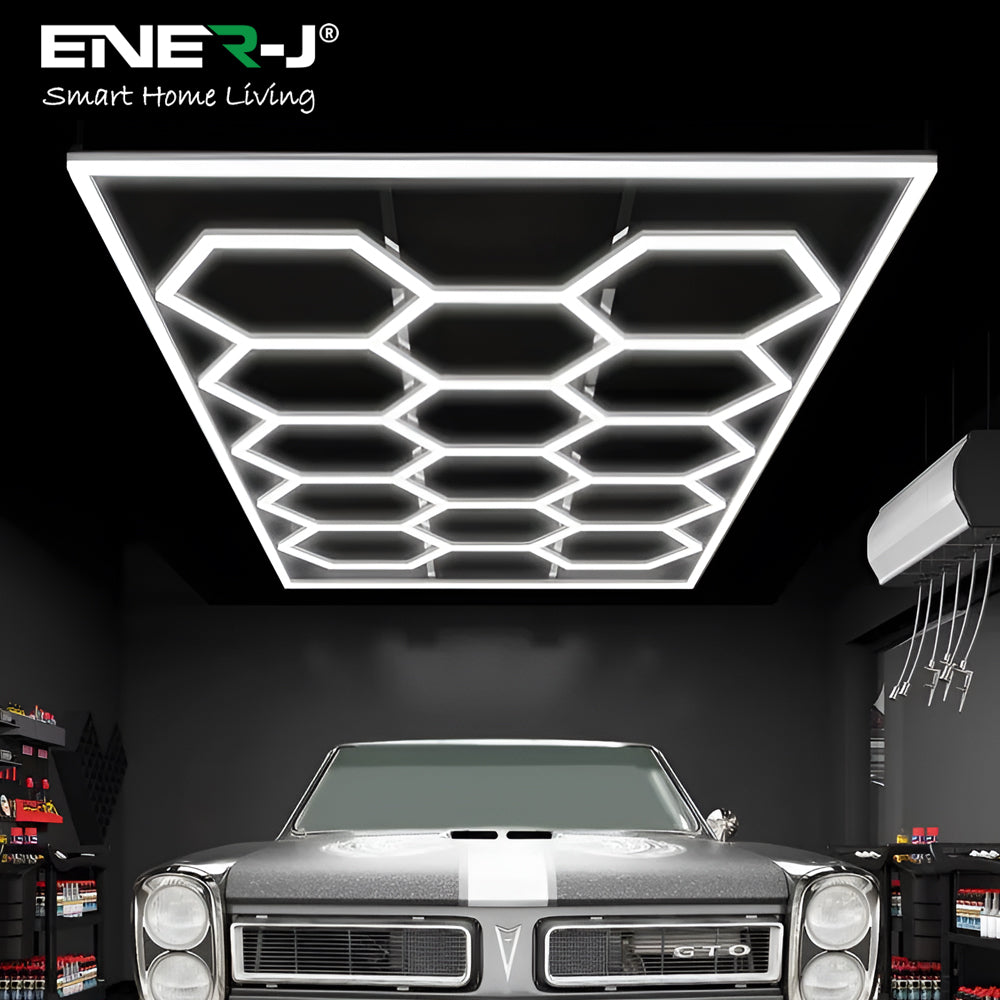 Ener-j T304CCT 600W Car Showroom Lights with 14 Hexagon design with frame, CCT switchable through on-off switch