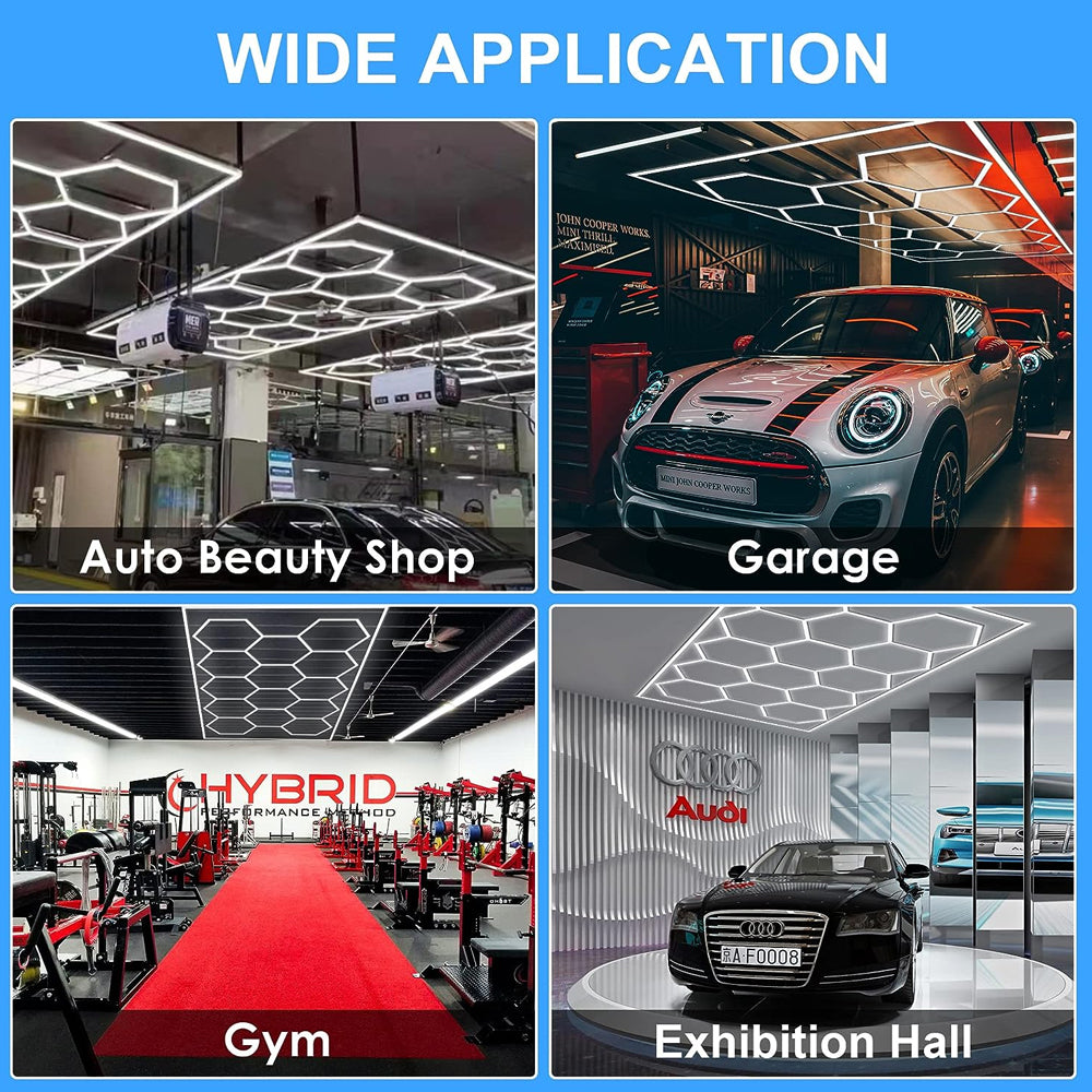 Ener-j T304CCT 600W Car Showroom Lights with 14 Hexagon design with frame, CCT switchable through on-off switch