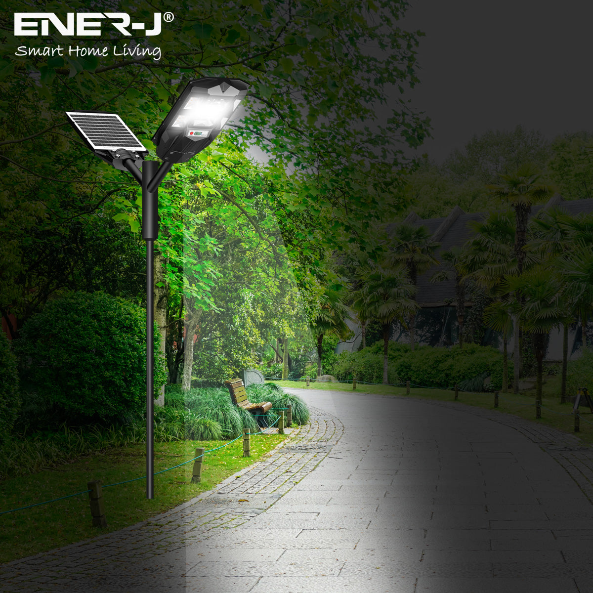 Ener-j T389 70W Solar Streetlights 6500K with 6V 8W Solar Panel & 6000 mAh Battery & Remote