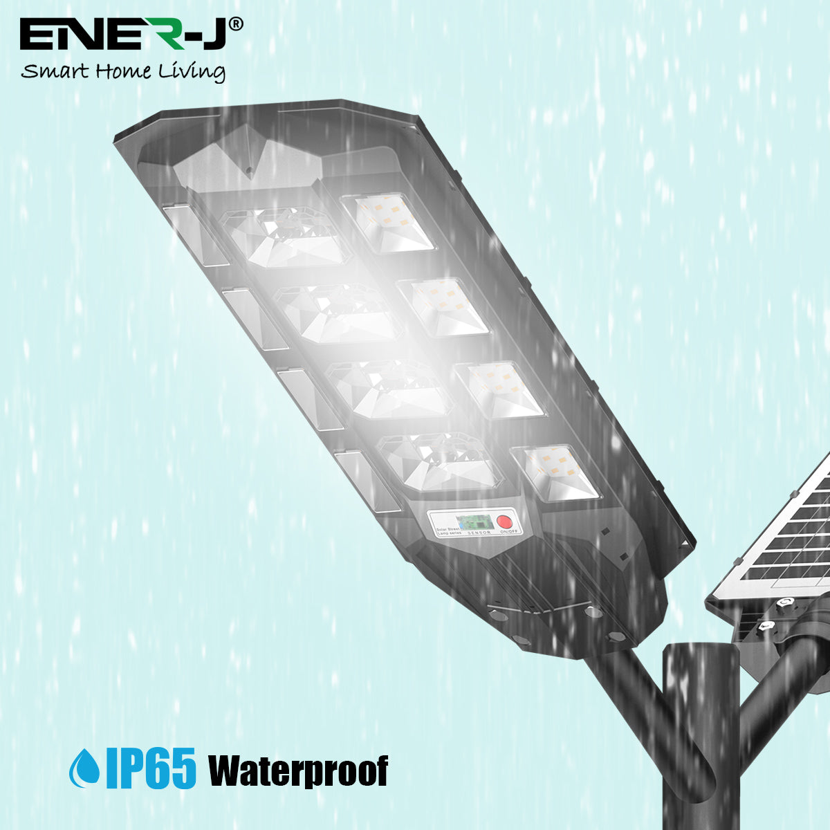 Ener-j T391 150W Solar Streetlights 6500K with 6V 15W Solar Panel & 18000 mAh Battery & Remote