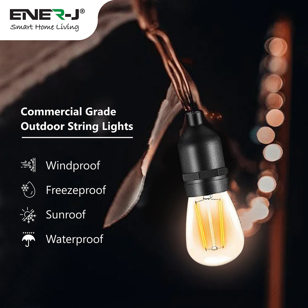 Ener-j T447 LED Filament Bulb String Light Kit 15.2m (inc 15x2W Filament LED Lamps)
