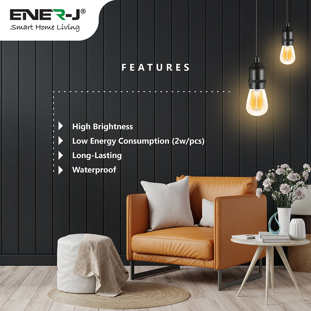 Ener-j T447 LED Filament Bulb String Light Kit 15.2m (inc 15x2W Filament LED Lamps)