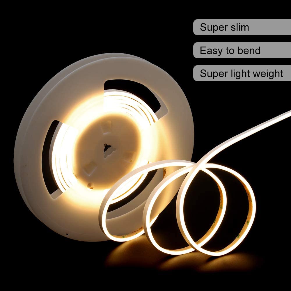 Ener-j T450 12V LED Neon Strip Kit, 3 Meters Silicon Neon Strip 6x12mm-120 LEDs/Mtr, 4 pcs Wall clips+5A Adapter, 3000K