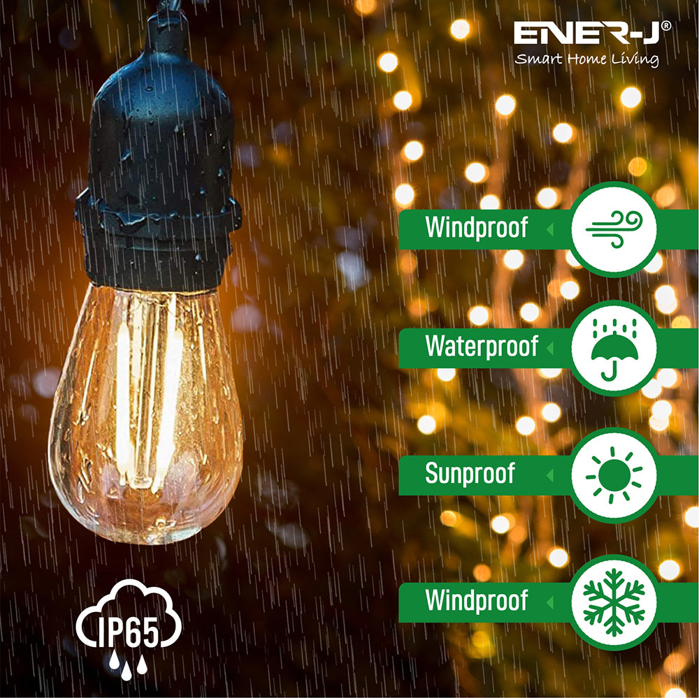 Ener-j T454 LED Filament Festoon String Light Kit 10.2m (inc 10x2W Filament LED Lamps)