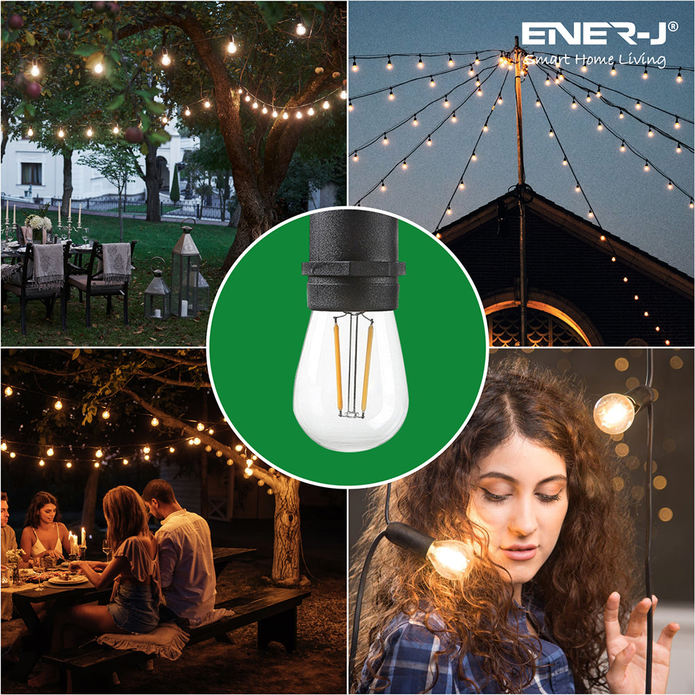 Ener-j T454 LED Filament Festoon String Light Kit 10.2m (inc 10x2W Filament LED Lamps)