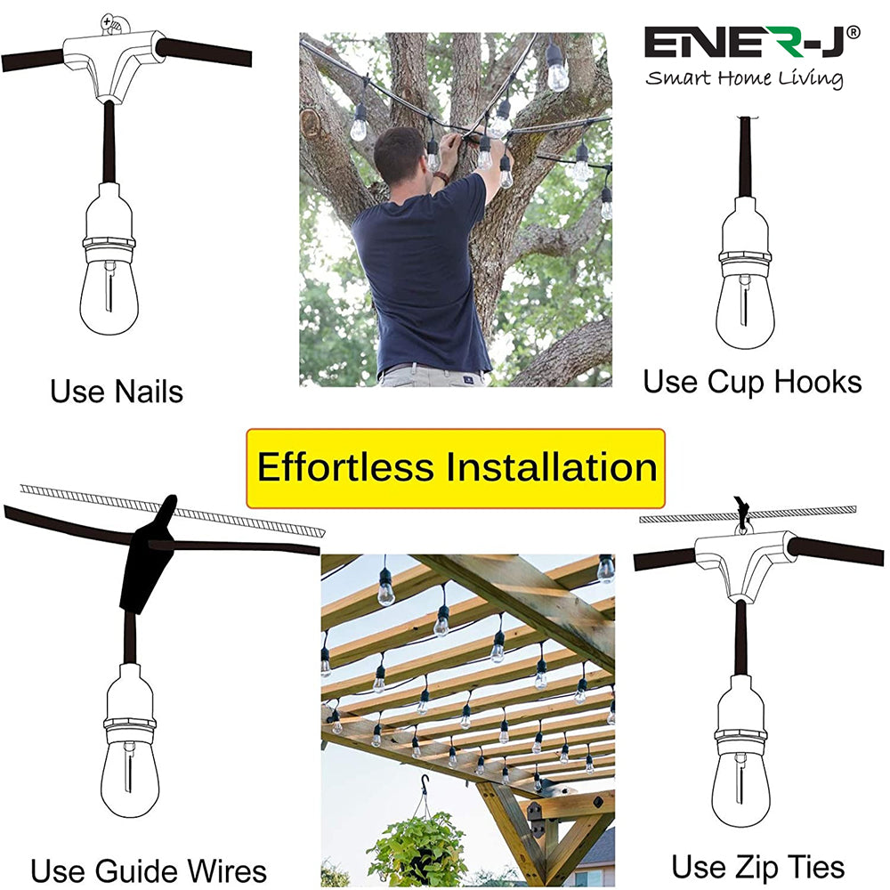 Ener-j T454 LED Filament Festoon String Light Kit 10.2m (inc 10x2W Filament LED Lamps)
