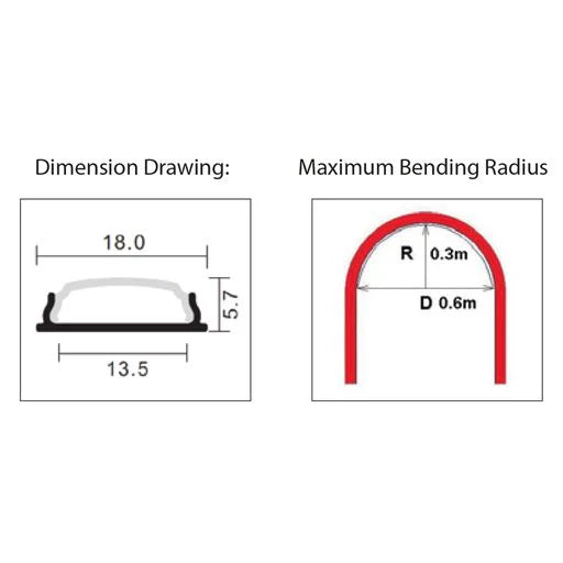 Ener-j T463 Bendable Aluminum Profile with Frosty Cover & clips in a kit, 1 meter