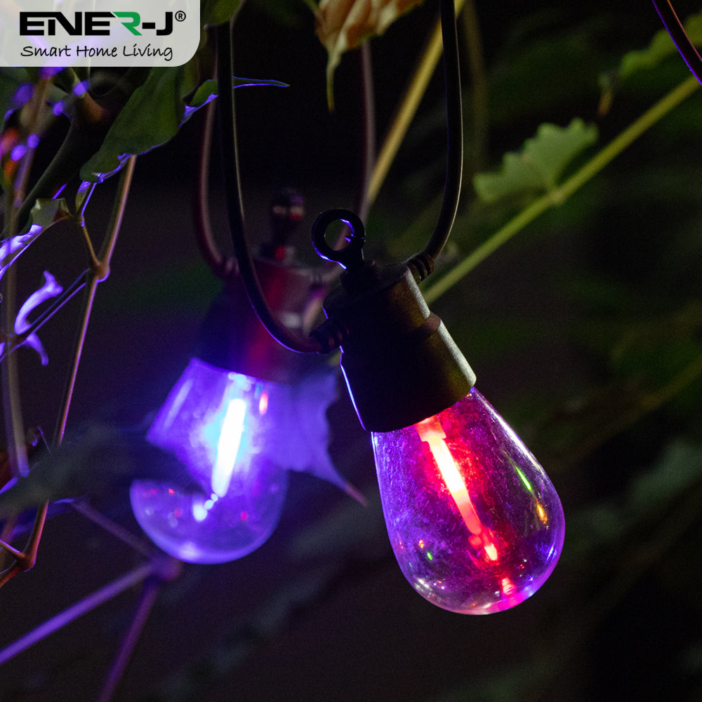 Ener-j T474 Solar RGB Meteor Show String Lights, 10 Meters 10 Lamps, IP44