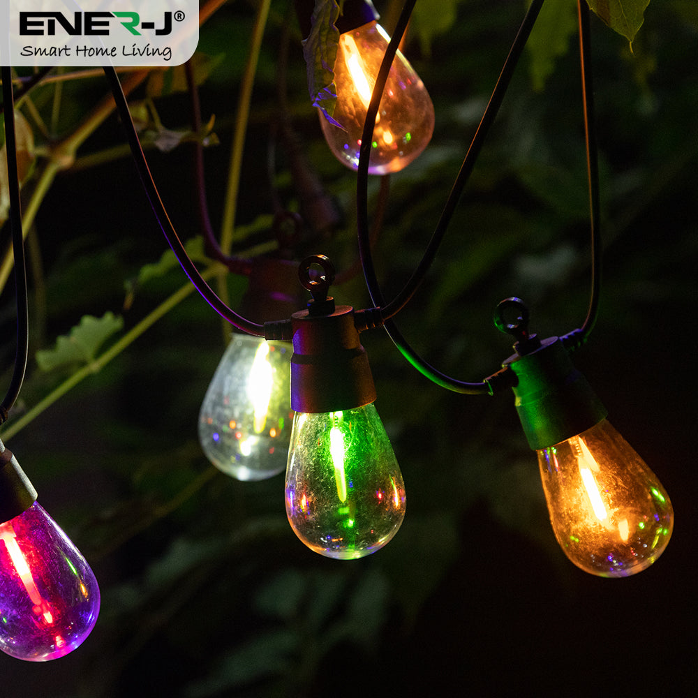 Ener-j T474 Solar RGB Meteor Show String Lights, 10 Meters 10 Lamps, IP44