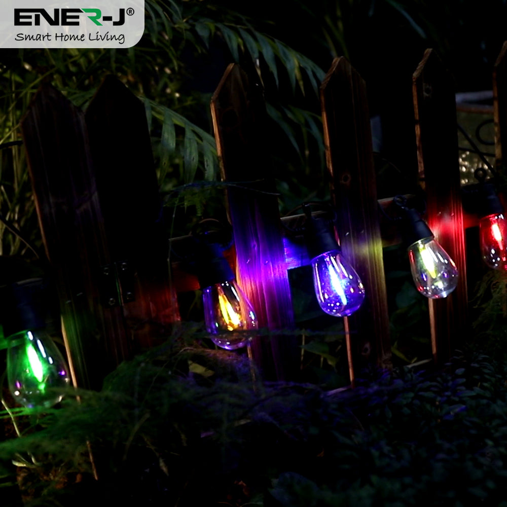 Ener-j T474 Solar RGB Meteor Show String Lights, 10 Meters 10 Lamps, IP44