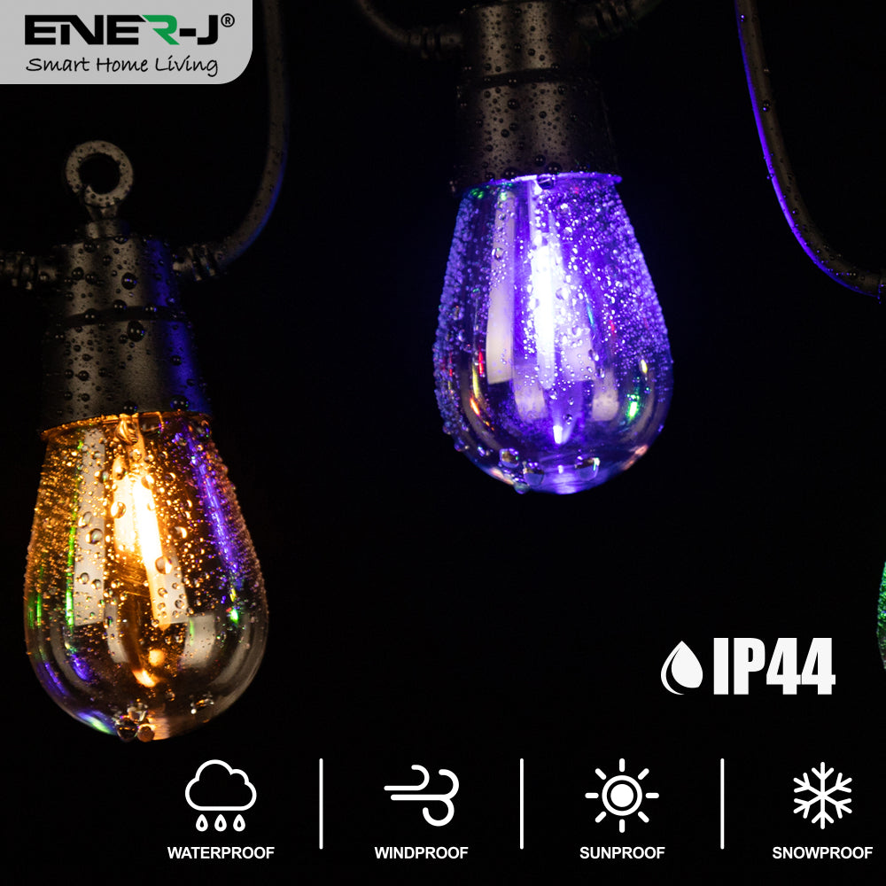 Ener-j T474 Solar RGB Meteor Show String Lights, 10 Meters 10 Lamps, IP44
