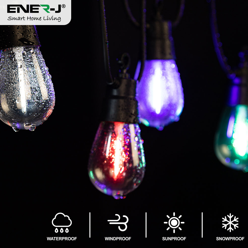 Ener-j T475 Solar RGB+WW (2 Way) String Lights with Remote, 10 Meters, 10 lamps, IP44