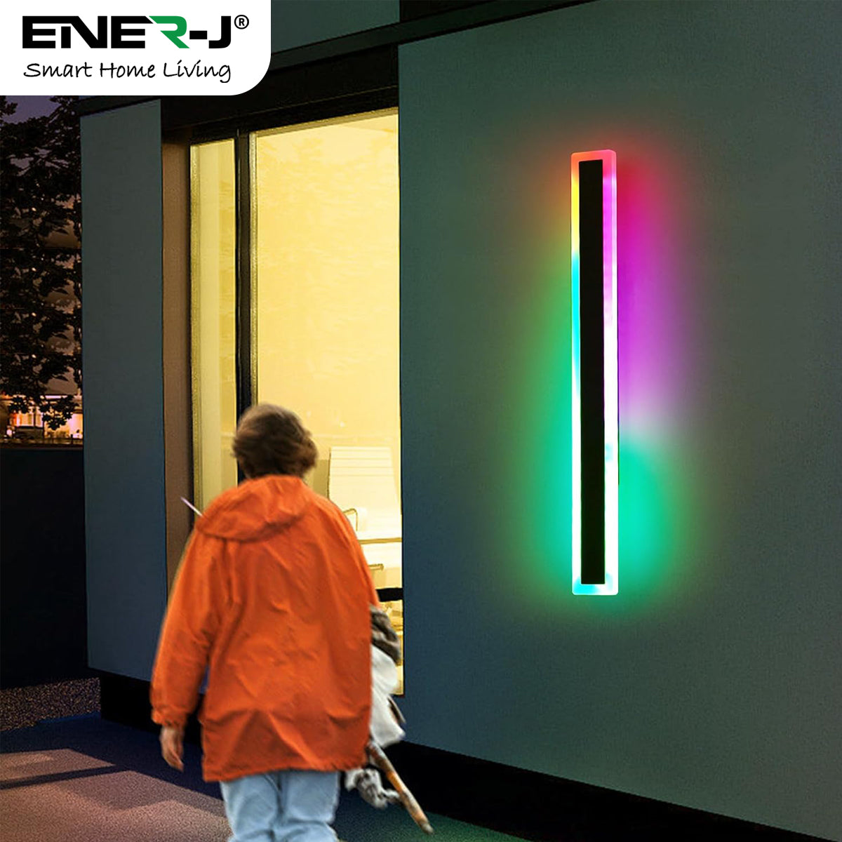 Ener-j T487 100 x 8 cms size Outdoor Acrylic Black Wall Lights, 18W Waterproof IP65 RGB