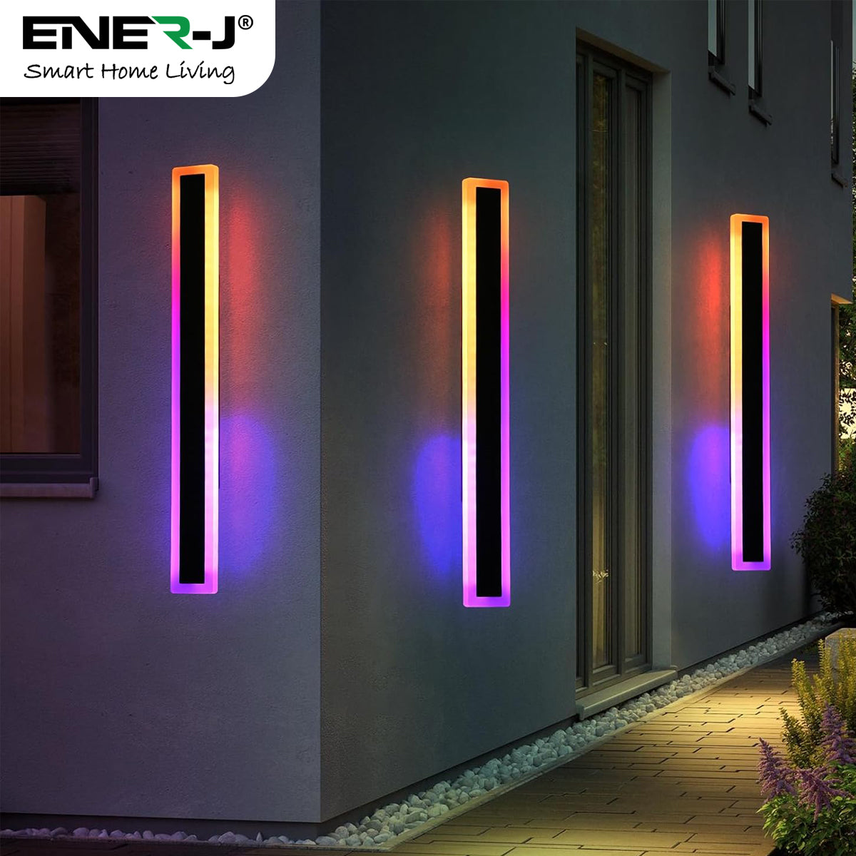 Ener-j T487 100 x 8 cms size Outdoor Acrylic Black Wall Lights, 18W Waterproof IP65 RGB