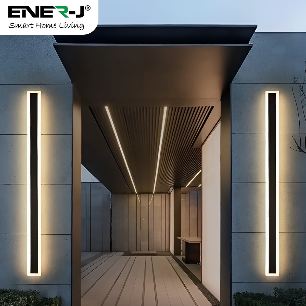 Ener-j T493 100 x 8 cms size Outdoor Acrylic Black Wall Lights, 48W Waterproof IP65 CCT & Dimmable With remote